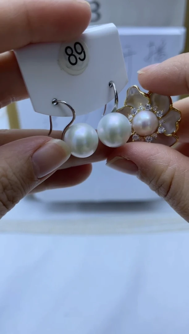 银S925镶嵌耳饰淡水珍珠89