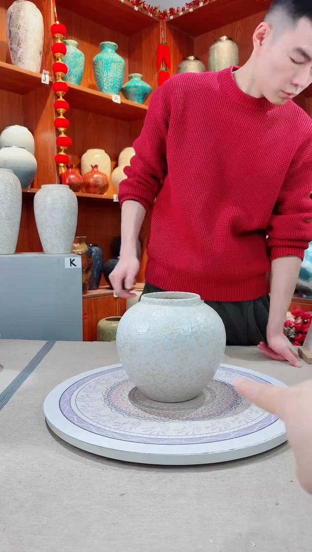 瓶茶白  小号 陶瓷花瓶 无花 精品