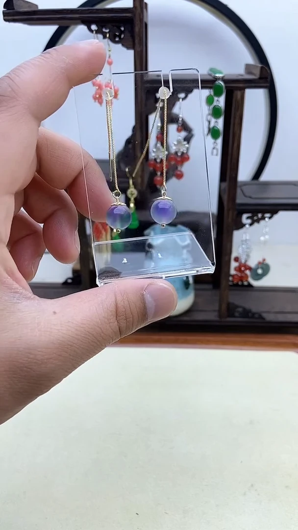 【闪购商品】翡翠耳饰14K金镶嵌16号