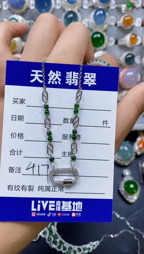 翡翠银S925镶嵌颈饰0417