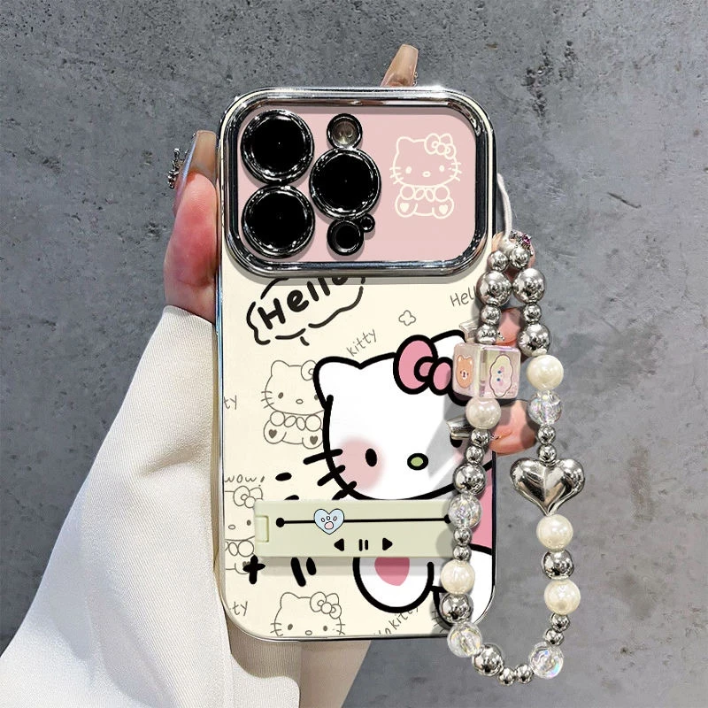 可爱KT打招呼适用17苹果16新款15个性14女款13手机壳12电镀大视窗