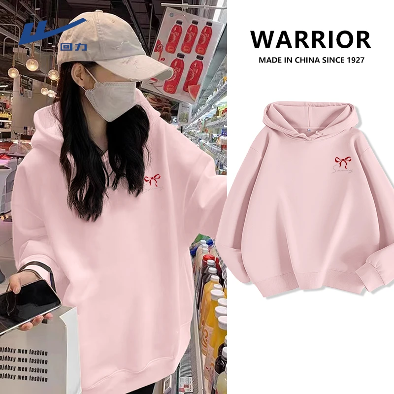 回力卫衣春秋款女连帽卫衣女款2025新款春秋款薄款套头宽松上衣