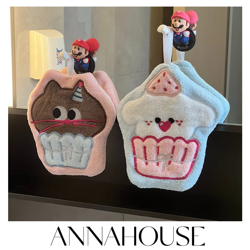ANNAHOUSE擦手巾毛巾挂式厨房卫生间浴室可爱卡通高颜值干手帕NS