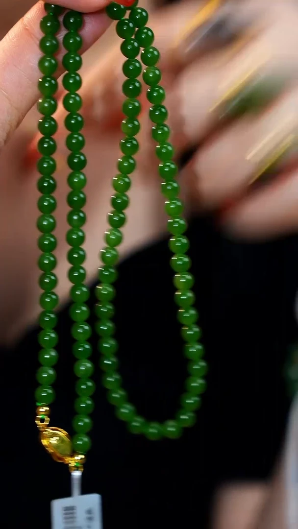 项链未镶嵌和田玉圆珠珠链一条
