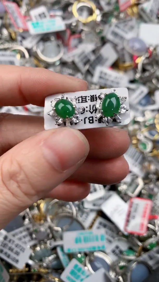 银S925镶嵌戒指翡翠141414---1