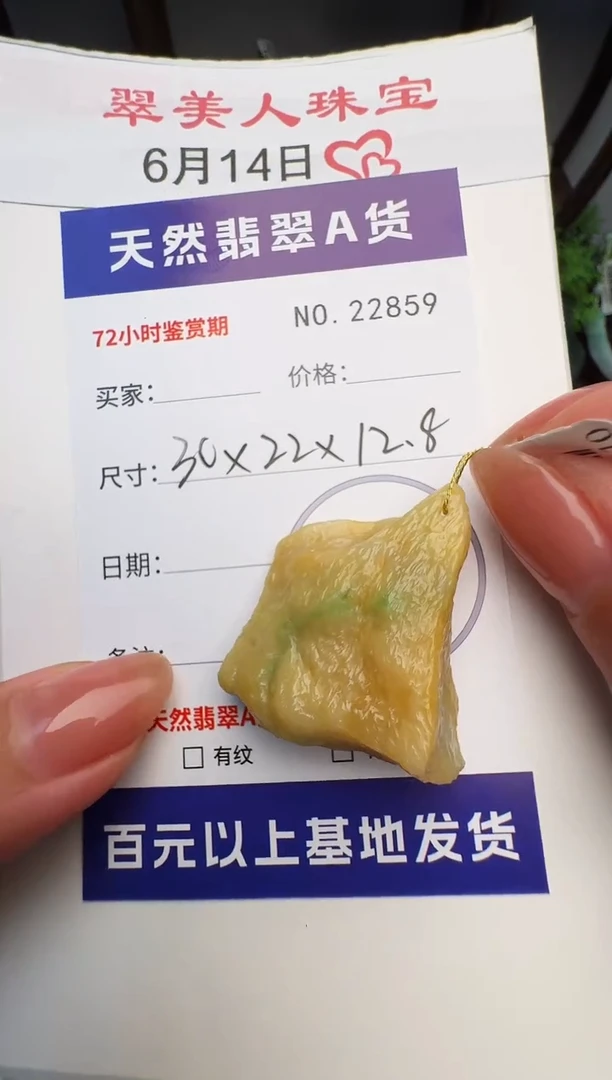 翡翠未镶嵌颈饰原石22859
