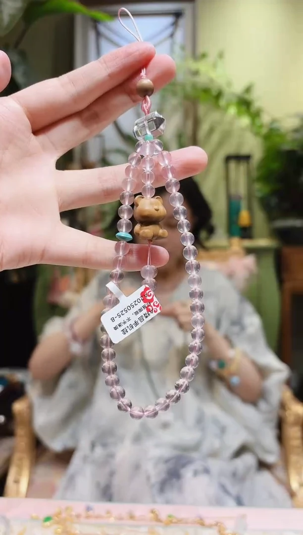 手机挂未镶嵌水晶粉水晶手机挂A0525-8