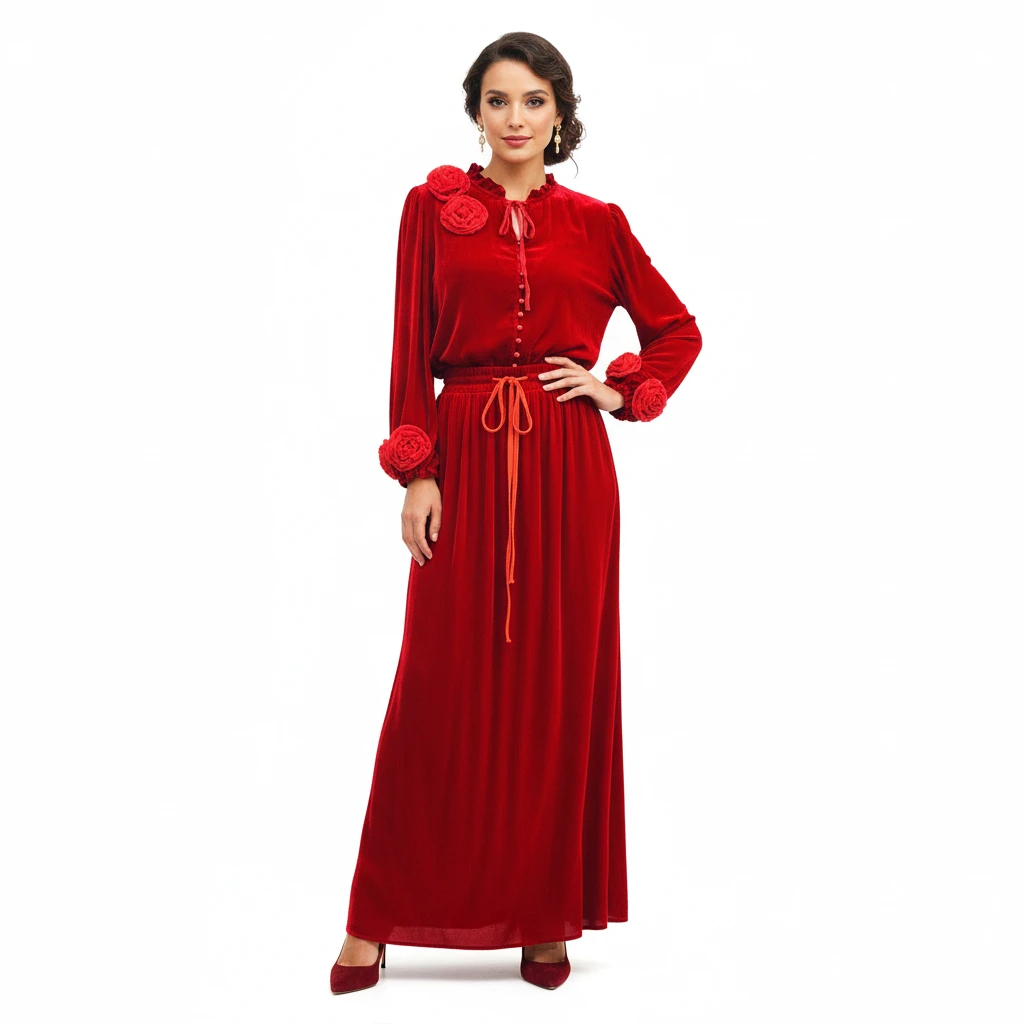 【C186】真丝丝绒时尚新款民族风迪拜服饰休闲轻奢【套装】设计师