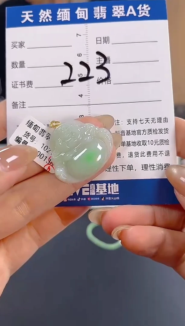 颈饰18K金镶嵌翡翠纯天然缅甸翡翠A货