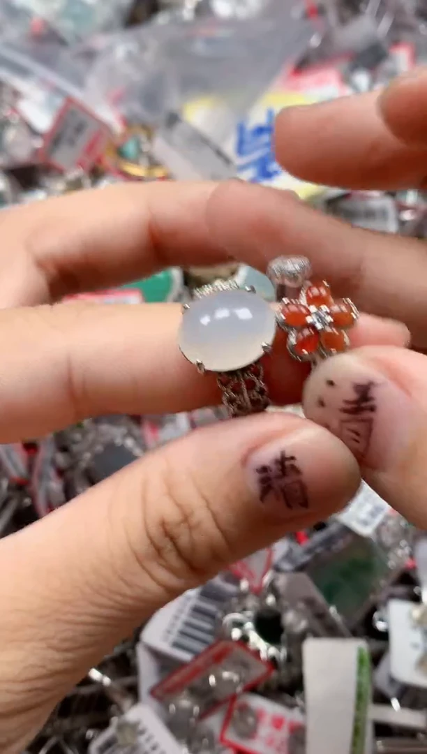 银S925镶嵌戒指翡翠天然A货缅甸翡翠