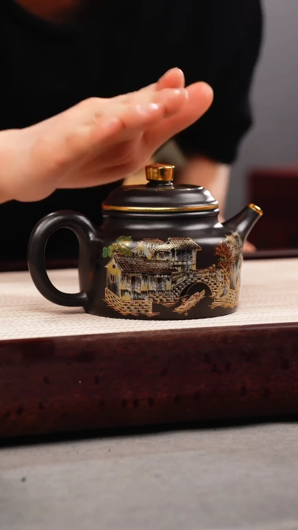 茶杯紫砂石黄 德钟 忆江南珐琅彩