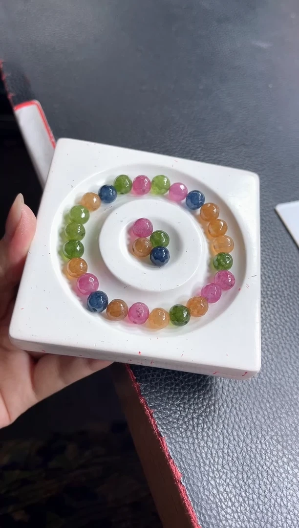 散珠未镶嵌碧玺D498老坑碧玺切面8mm25个12元