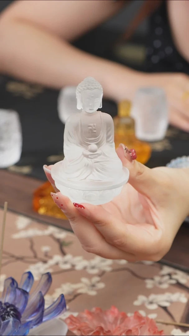 手工艺品琉璃白色药师佛茶宠摆件