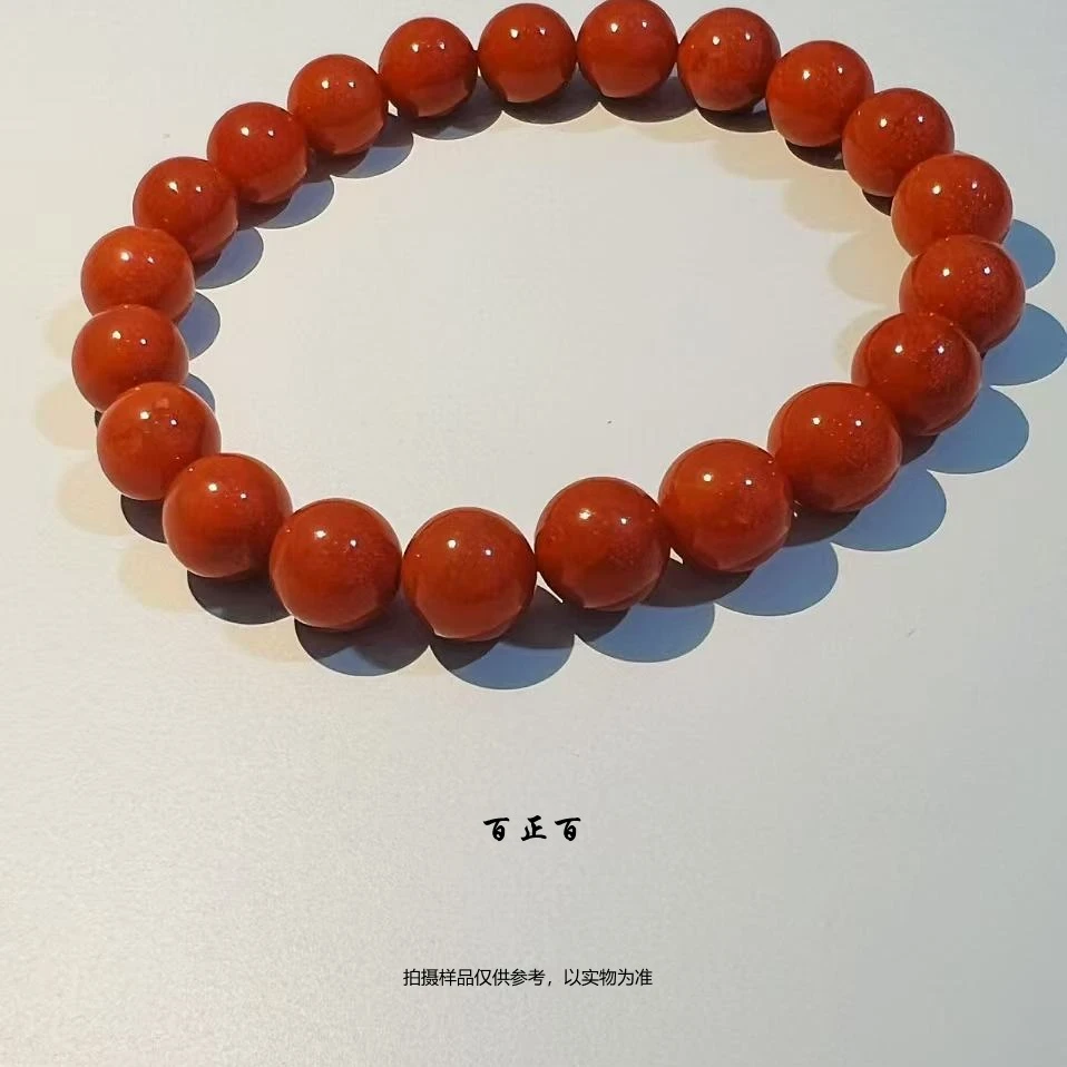 百正百  瓦西料 天然南红玛瑙手串单圈手串9-12圆珠手串