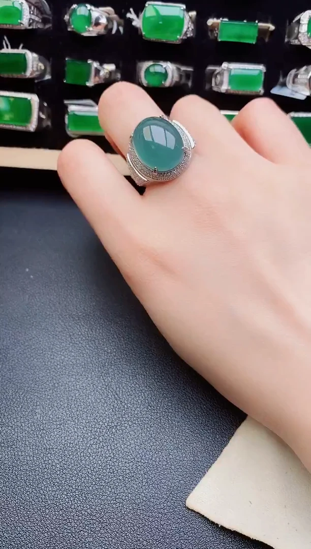 翡翠戒指银S925镶嵌05800