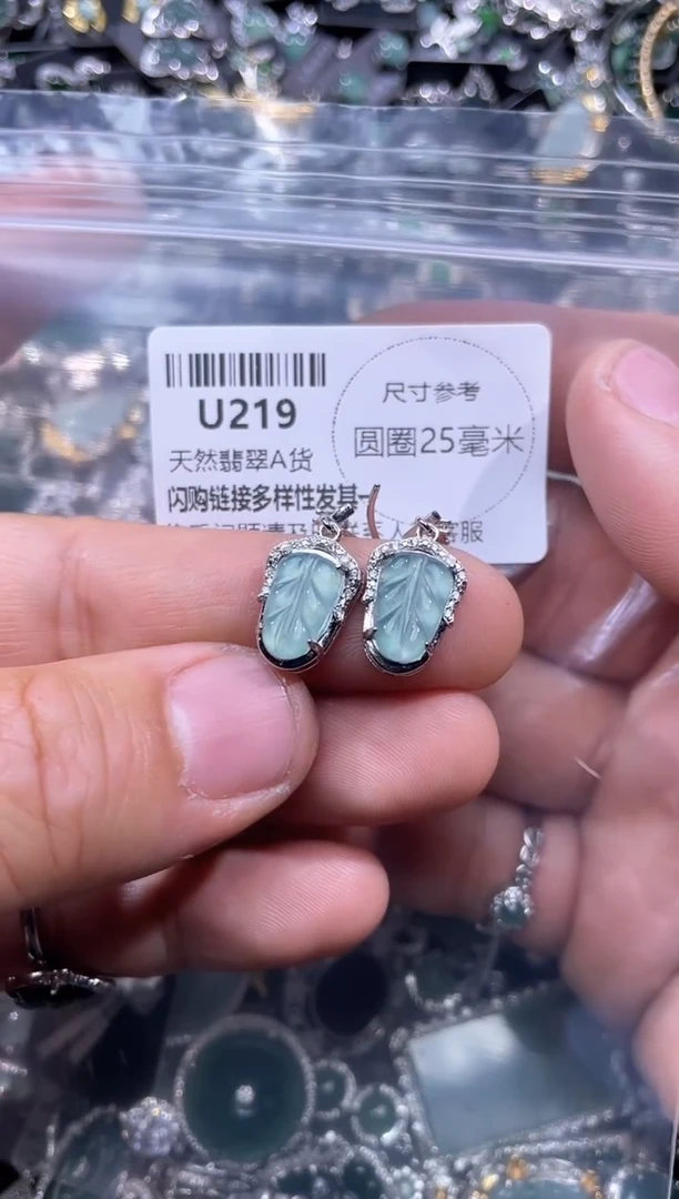 【闪购商品】翡翠颈饰未镶嵌U219耳钩