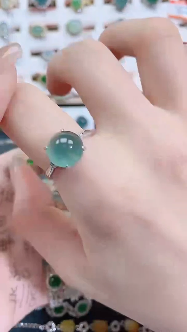 银S925镶嵌戒指翡翠天然翡翠