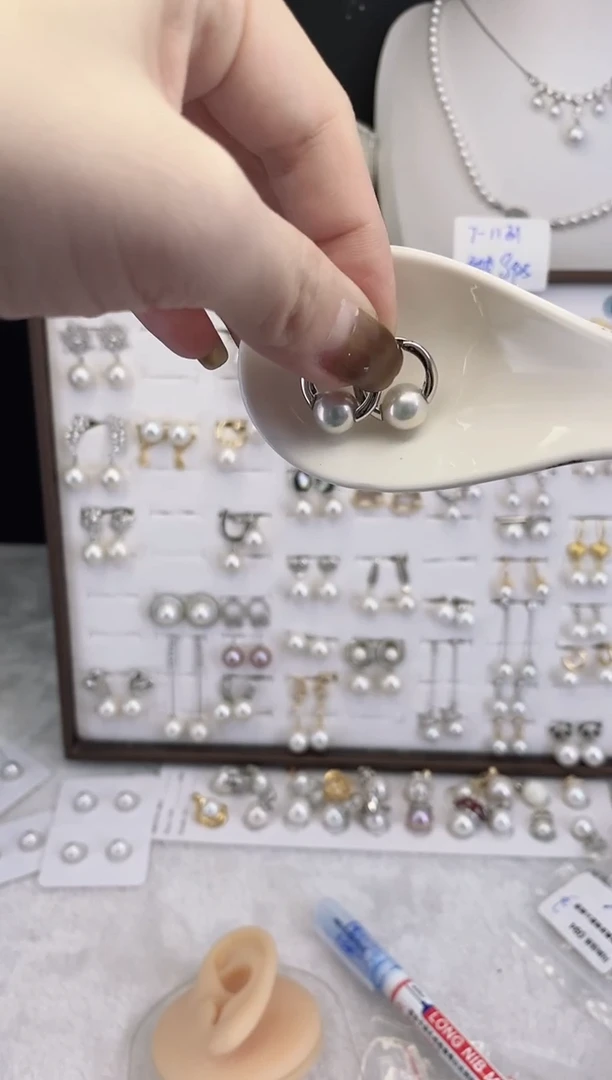 银S925镶嵌耳饰淡水珍珠姗**了006