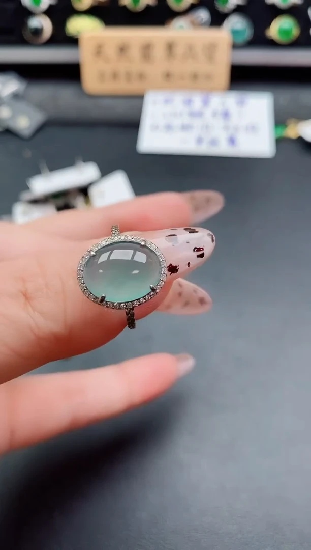 银S925镶嵌戒指翡翠1