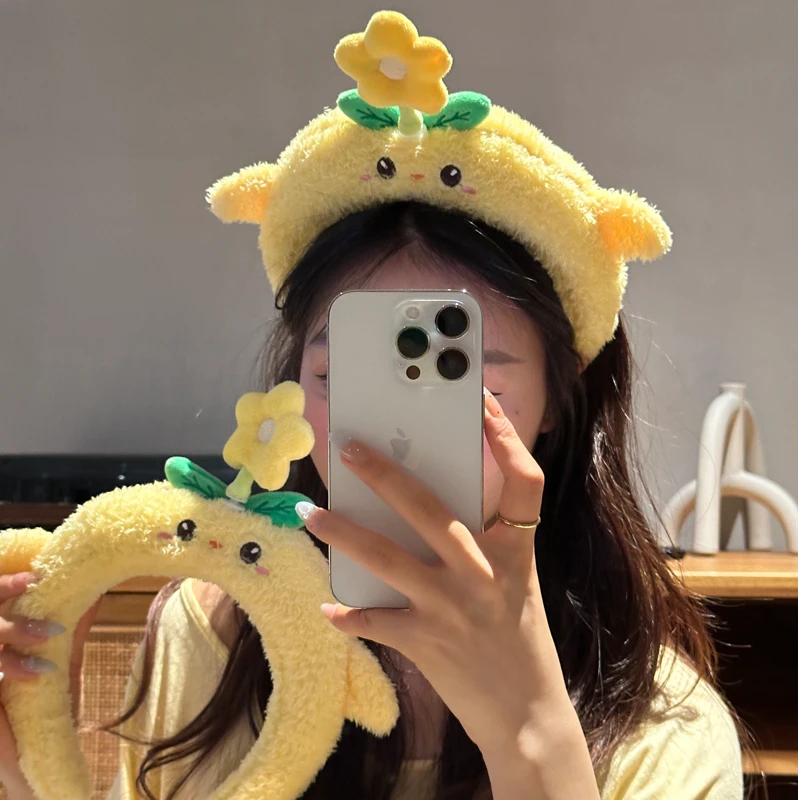 元气满满~会旋转的小花发箍可爱卡通花朵毛绒发箍女洗脸头箍