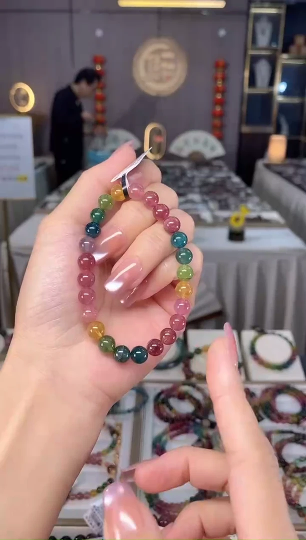 未镶嵌老矿碧玺彩虹单圈手串7mm+碧玺多样性发一条hon