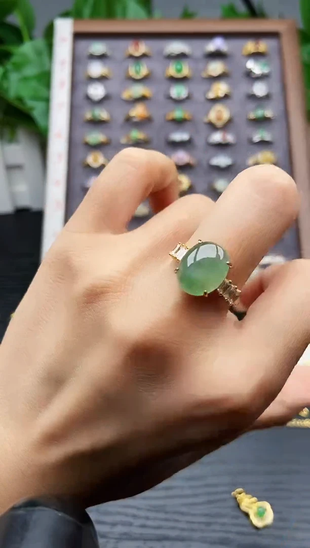 银S925镶嵌戒指翡翠12