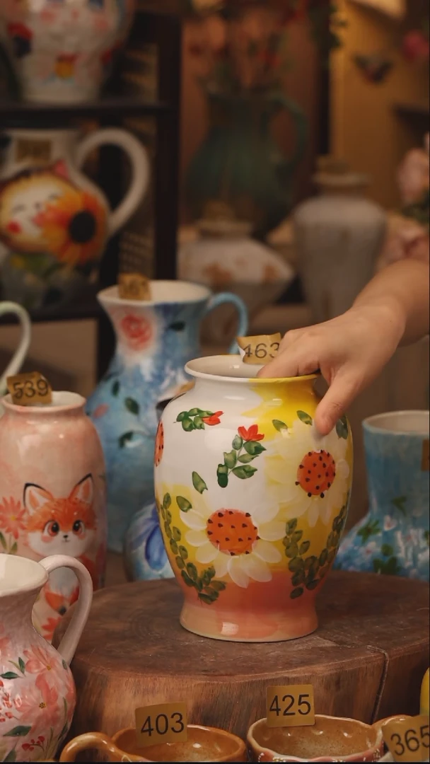 陶瓷163景德镇设计师手作花器摆件侘寂风