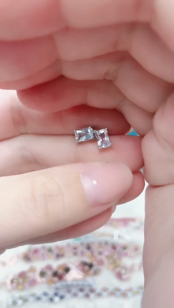 银S925镶嵌耳饰海蓝宝石344ZB1202产品一个（多样性）