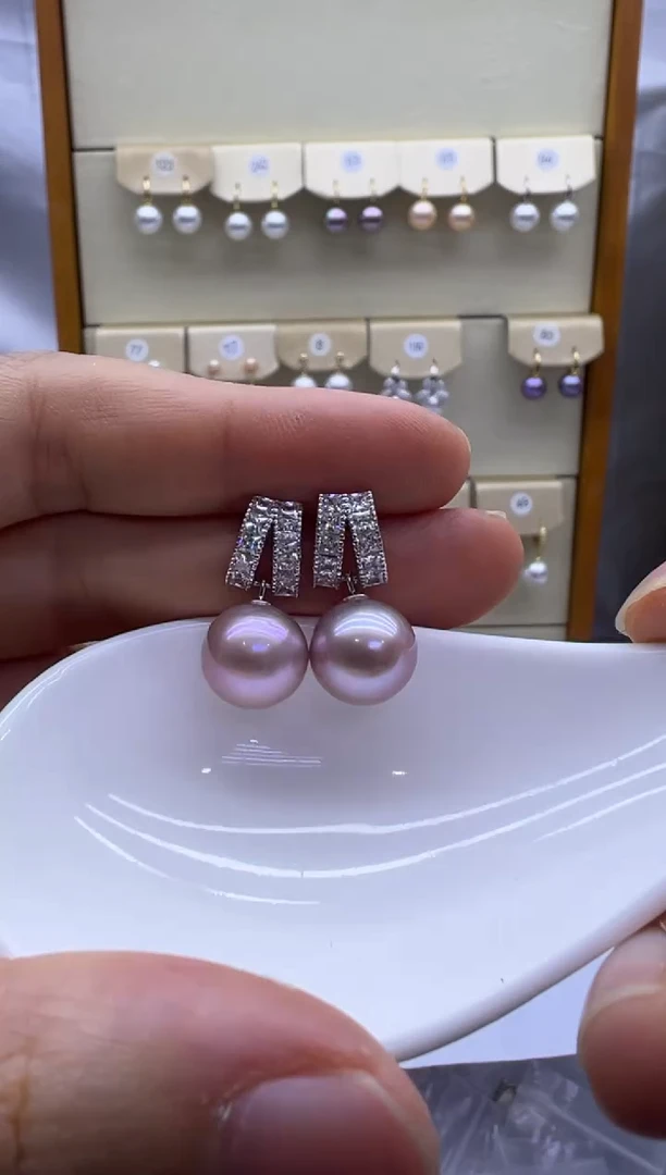 银S925镶嵌耳饰淡水珍珠孤