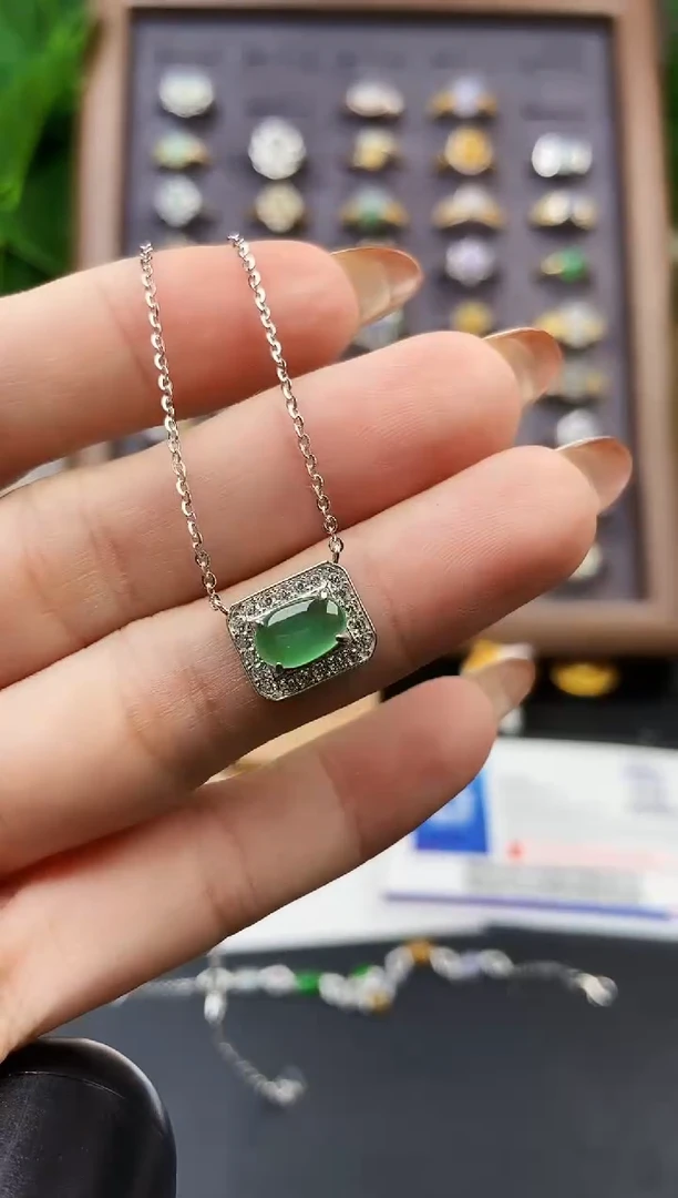 颈饰银S925镶嵌翡翠12