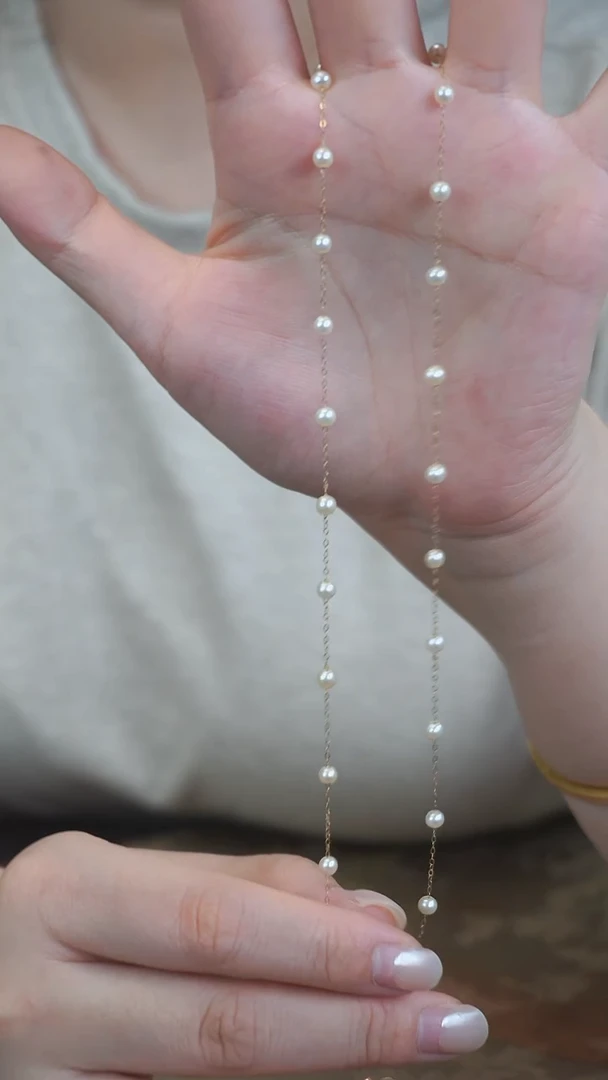 淡水珍珠18K金镶嵌颈饰项链