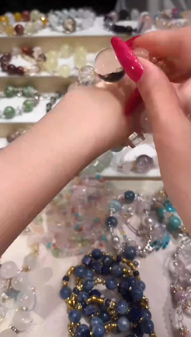 烟晶手链银S925镶嵌芋**啵111