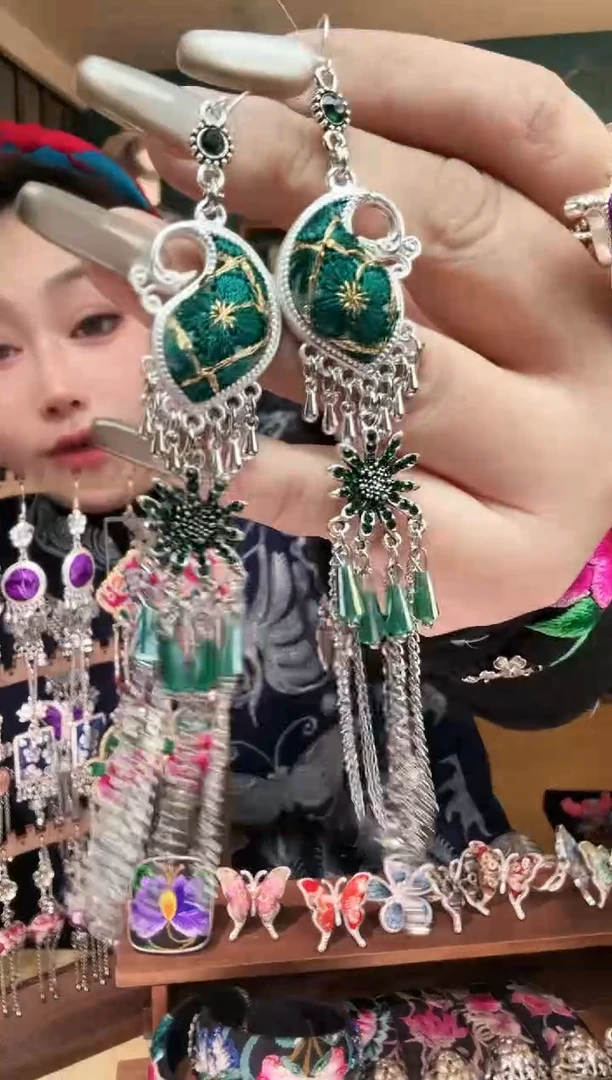 刺绣纯手工民族风刺绣耳环