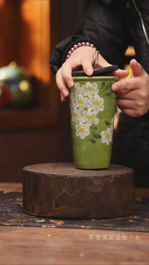 陶瓷景德镇高温釉下手绘陶瓷@L107@