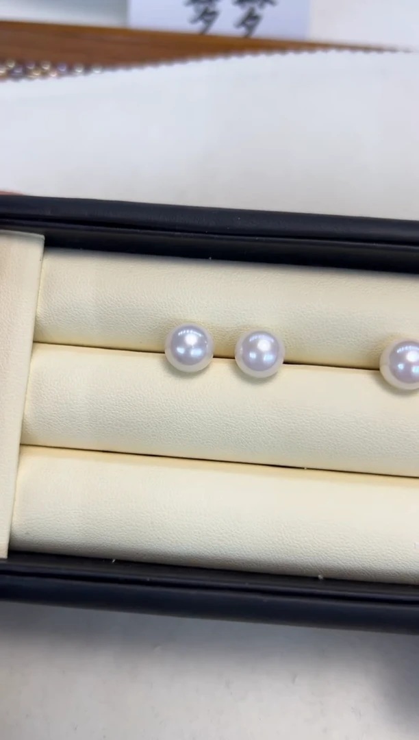 银S925镶嵌耳饰淡水珍珠9-10MM无核