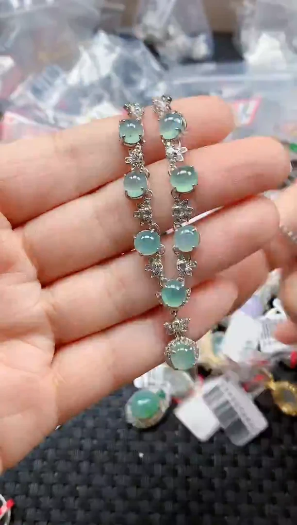 银S925镶嵌戒指翡翠天然A货缅甸翡翠