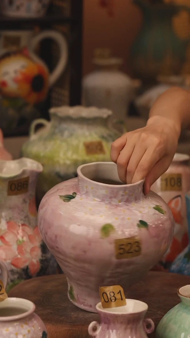 陶瓷523景德镇设计师手作花器摆件侘寂风