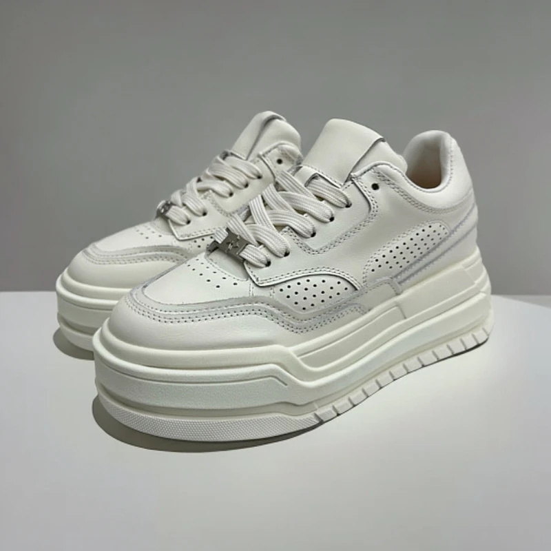 LUOSHILAN8厘米增高单鞋松糕鞋时尚休闲鞋小白鞋透气女鞋轻奢