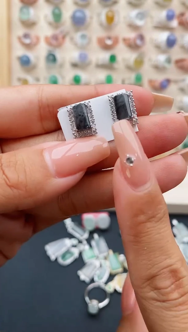 翡翠戒指银S925镶嵌缅甸天然A货翡翠111    2-4