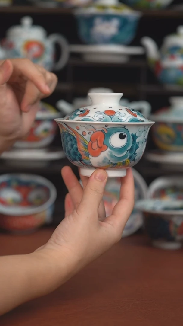 老师作品神仙鱼二才盖碗 （微瑕福利 ）