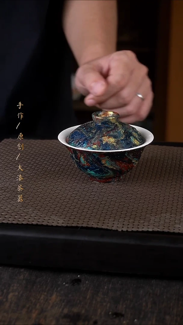大漆盖碗600小康茶器