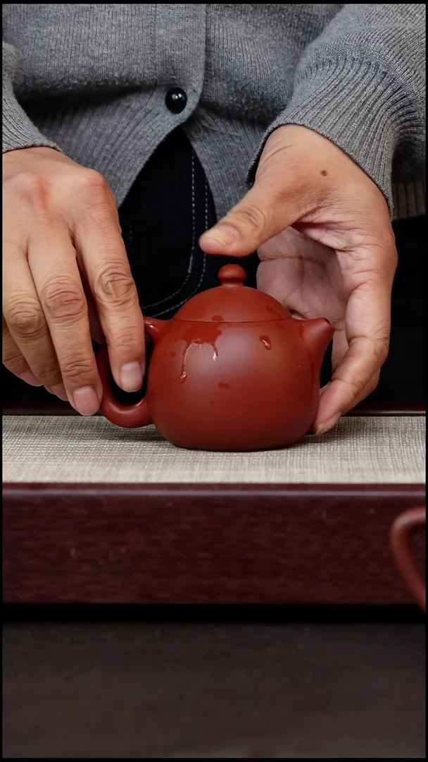 茶杯紫砂朱泥全手龙蛋