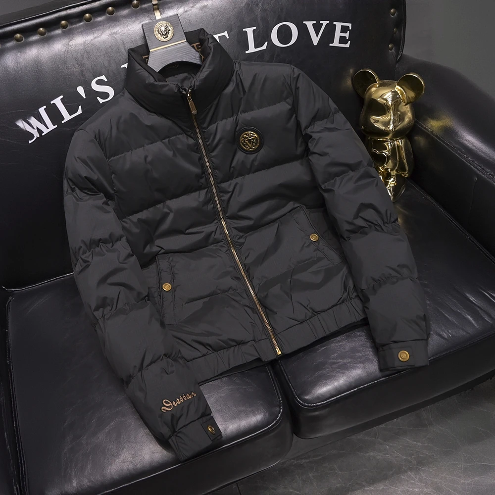 冬季短款立领羽绒服男士加厚保暖修身商务休闲黑色外套潮流上衣男