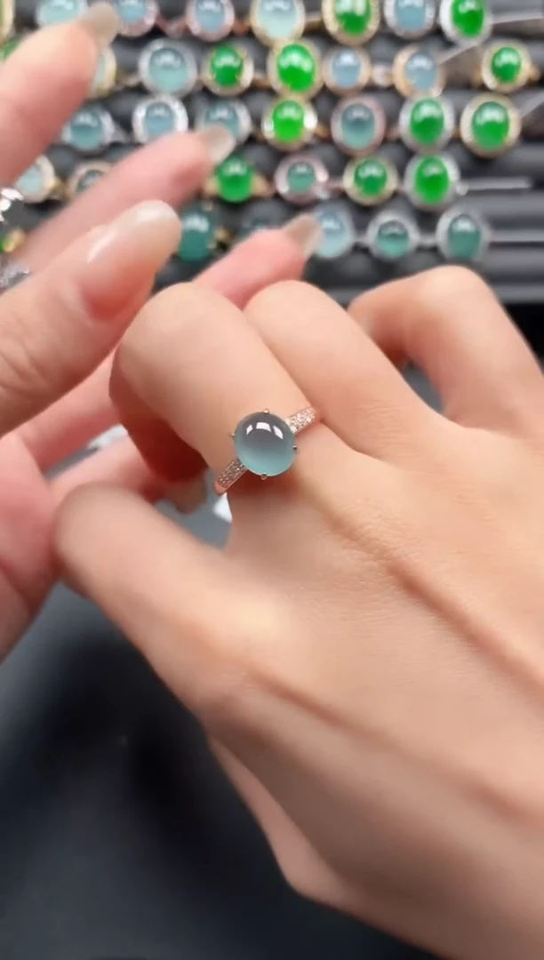 银S925镶嵌戒指翡翠111