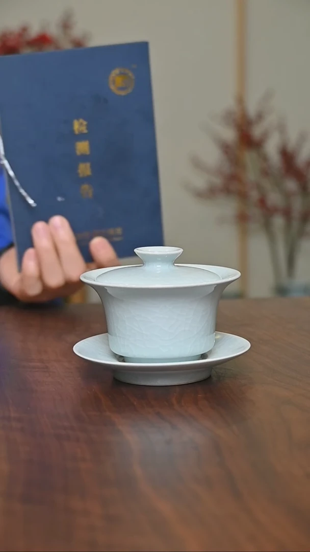 【闪购商品】其他手拉马蹄盖碗100毫升月白釉 朱家款
