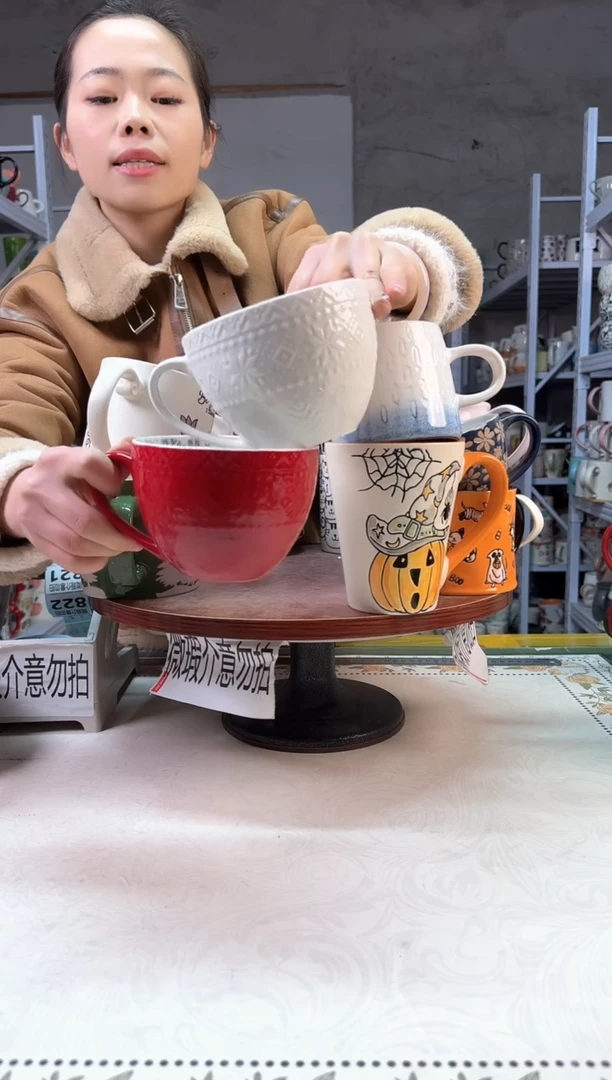 【闪购商品】陶瓷无盖款红白雪花早餐碗400ml