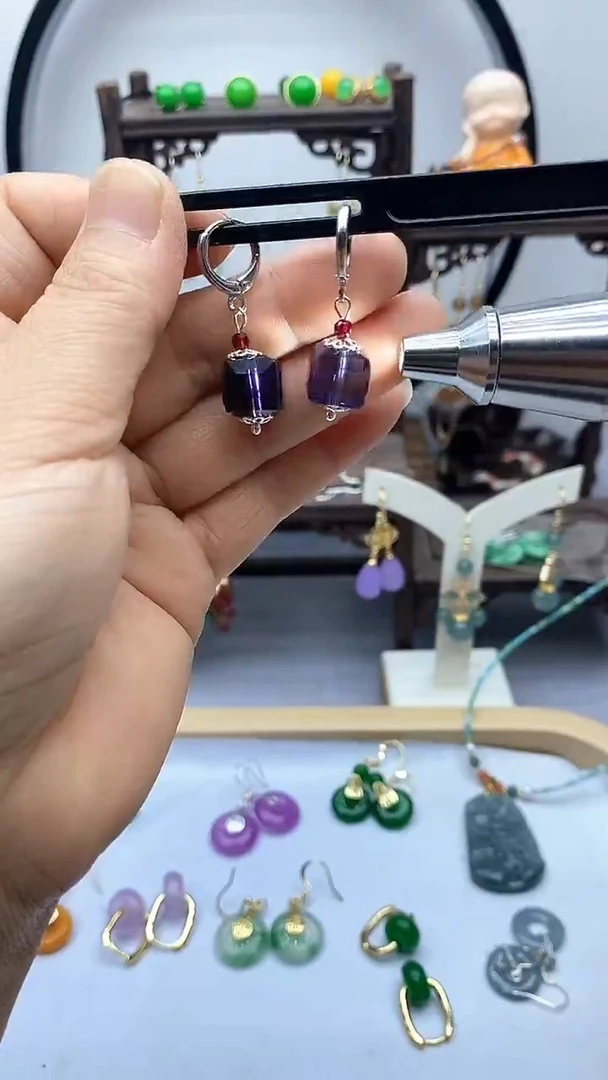 水晶耳饰14K金镶嵌紫水晶72