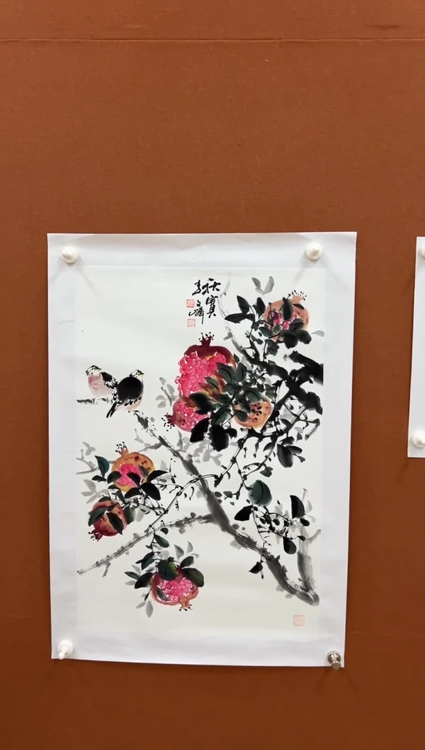 国画李文峰四尺三开写意花鸟