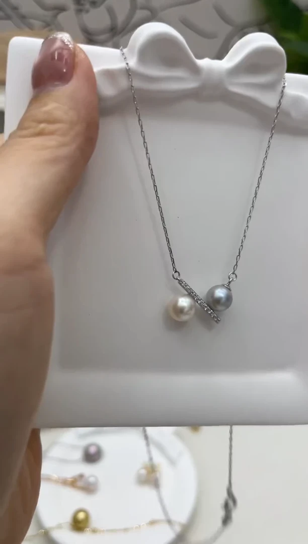 银S925镶嵌套链海水珍珠套链
