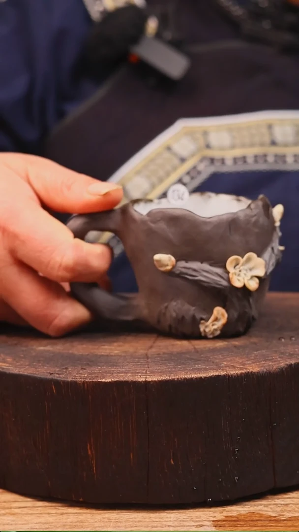 牙舟陶冗平窑手捏梅花杯134